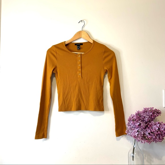 Forever 22 Mustard Crop Top - Picture 1 of 8